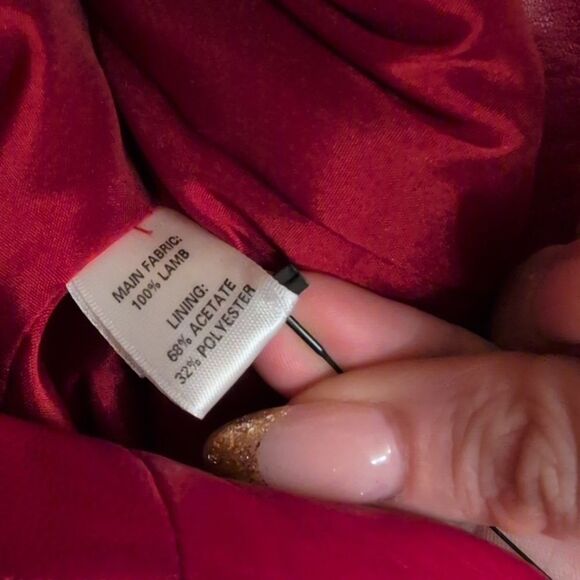 St. John lamb's leather moto jacket red size 6 - Picture 10 of 15